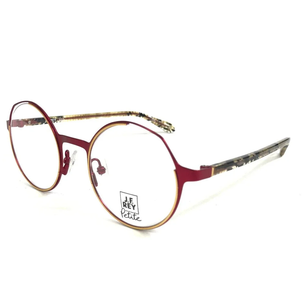 J. F. Rey Petite Eyeglasses Frames PM088 5030 Black Red Yellow Round 45-20-140